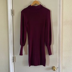 NWT Fashion Nova Burgundy Ribbed Balloon Sleeve Dress